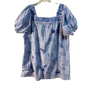 JOHNNY WAS Workshop XL Marbella Square Neck Park Dress Floral Embroidered‎ Boho